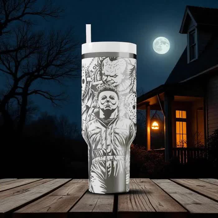 Horror Icons Stanley Tumbler – Engraved Halloween Cup – Custom